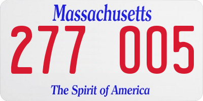 MA license plate 277OO5