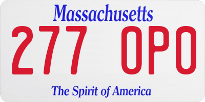 MA license plate 277OP0