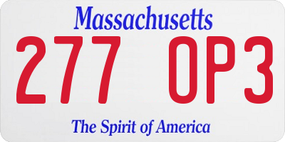 MA license plate 277OP3