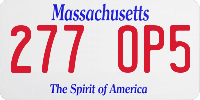 MA license plate 277OP5