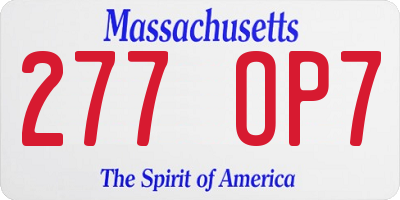 MA license plate 277OP7