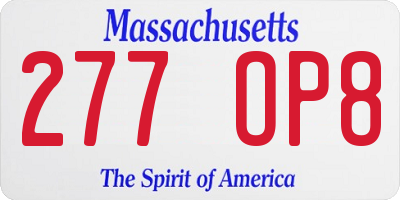 MA license plate 277OP8