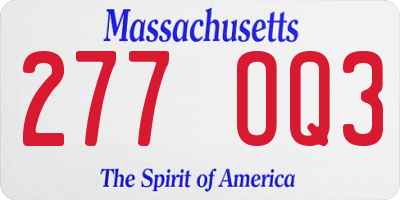 MA license plate 277OQ3
