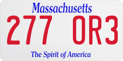 MA license plate 277OR3