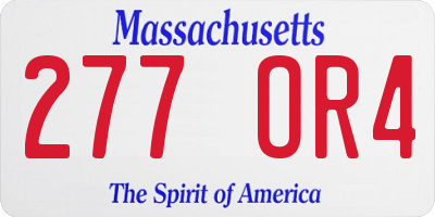 MA license plate 277OR4
