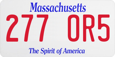 MA license plate 277OR5