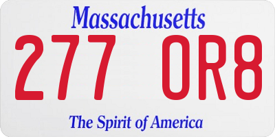 MA license plate 277OR8