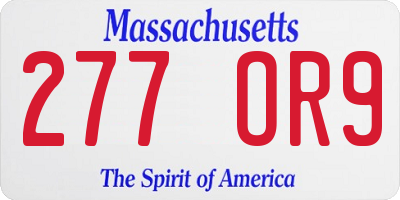 MA license plate 277OR9