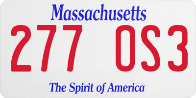 MA license plate 277OS3
