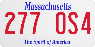 MA license plate 277OS4