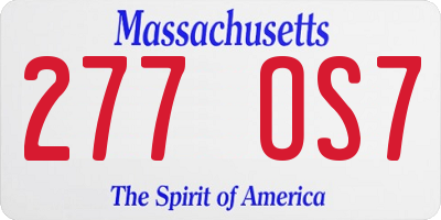 MA license plate 277OS7