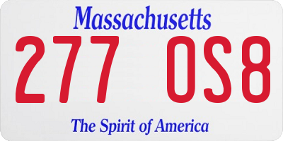 MA license plate 277OS8