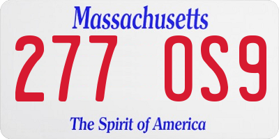 MA license plate 277OS9