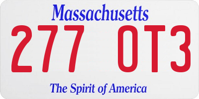 MA license plate 277OT3