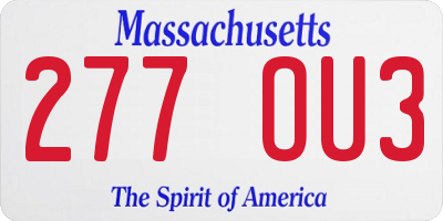 MA license plate 277OU3