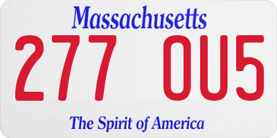 MA license plate 277OU5