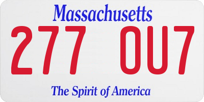 MA license plate 277OU7