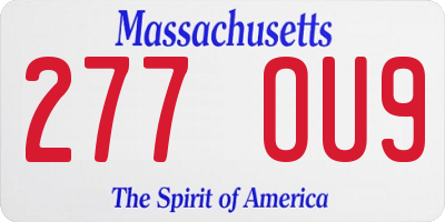 MA license plate 277OU9