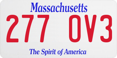 MA license plate 277OV3