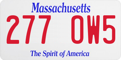 MA license plate 277OW5