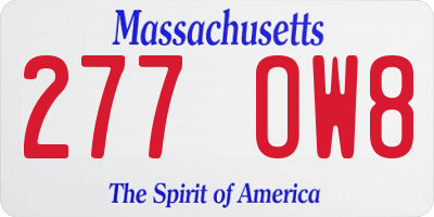 MA license plate 277OW8