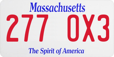 MA license plate 277OX3