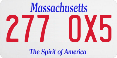MA license plate 277OX5