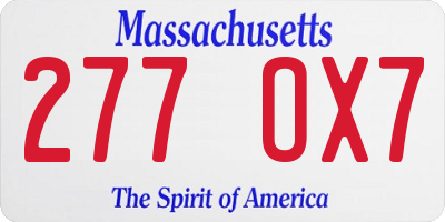 MA license plate 277OX7