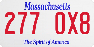 MA license plate 277OX8