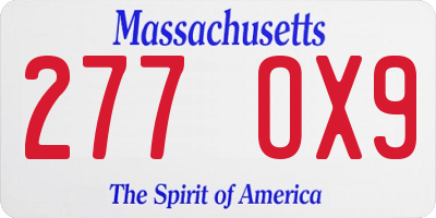 MA license plate 277OX9