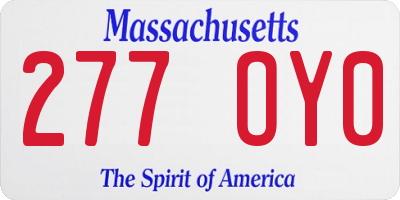 MA license plate 277OY0