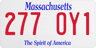 MA license plate 277OY1