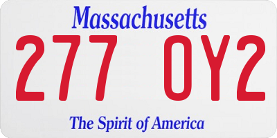 MA license plate 277OY2