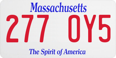 MA license plate 277OY5