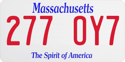MA license plate 277OY7