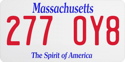MA license plate 277OY8