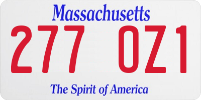 MA license plate 277OZ1