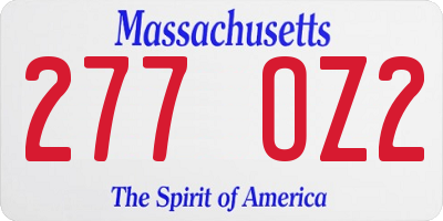 MA license plate 277OZ2