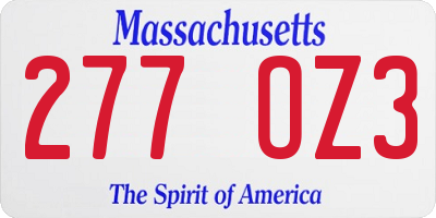 MA license plate 277OZ3