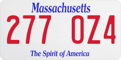 MA license plate 277OZ4