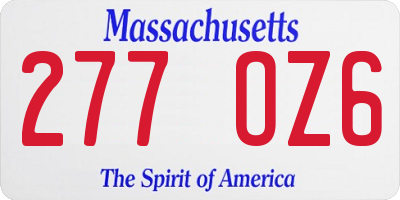 MA license plate 277OZ6