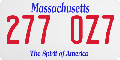 MA license plate 277OZ7