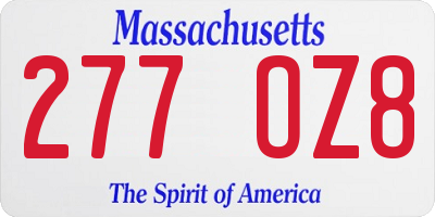 MA license plate 277OZ8