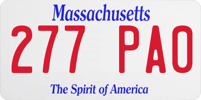 MA license plate 277PA0