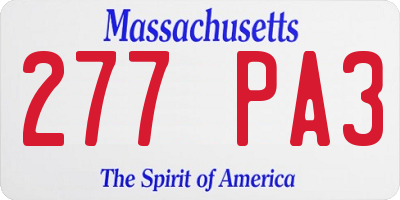 MA license plate 277PA3