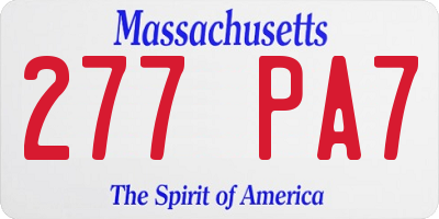 MA license plate 277PA7