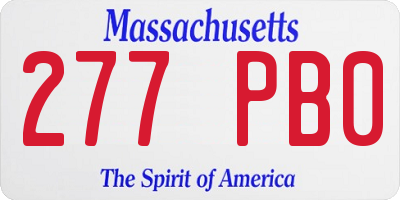MA license plate 277PB0