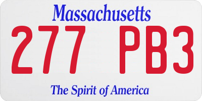 MA license plate 277PB3