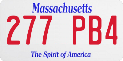 MA license plate 277PB4