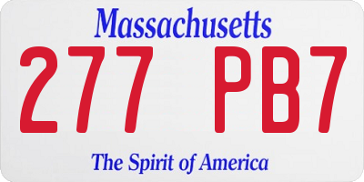 MA license plate 277PB7
